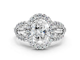Platinum Oval Cut Cut Diamond Halo Engagement Ring with Open Split Pavé Band_13