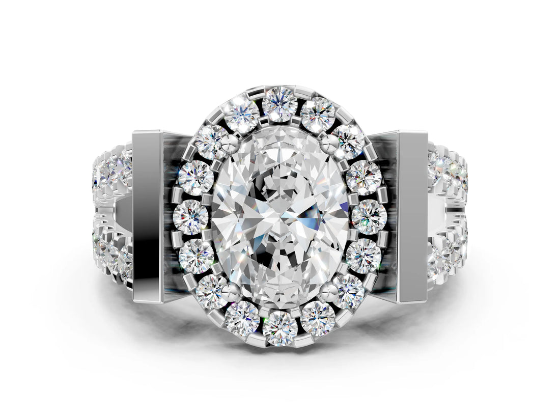 Platinum Oval Cut Cut Halo Split Shank Prong Set Ring_7