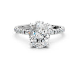 Platinum Oval Cut Diamond Brilliant Solitaire Ring with Pavé Band and Four-Prong Setting_20