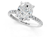 Platinum Oval Cut Diamond Brilliant Solitaire Ring with Pavé Band and Four-Prong Setting_21