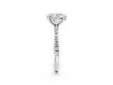 Platinum Oval Cut Diamond Brilliant Solitaire Ring with Pavé Band and Four-Prong Setting_22
