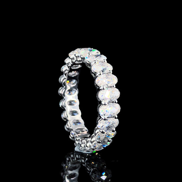 14K White Gold Oval Cut Diamond Eternity Band with Shared Prong Setting
