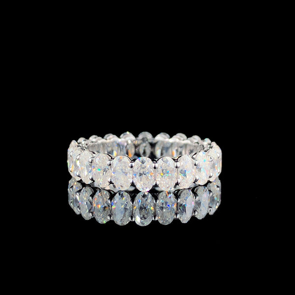 14K White Gold Oval Cut Diamond Eternity Band with Shared Prong Setting