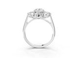 Platinum Oval Cut Diamond Floral Double Halo Engagement Ring with Prong Setting_10