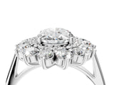 Platinum Oval Cut Diamond Floral Double Halo Engagement Ring with Prong Setting_59