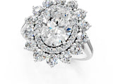 Platinum Oval Cut Diamond Floral Double Halo Engagement Ring with Prong Setting_8