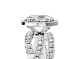 Platinum Oval Cut Diamond Halo Ring with Round Split Shank and Prong Setting_5