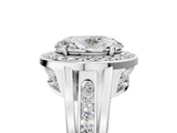 Platinum Oval Cut Diamond Halo Ring with Split Shank and Bezel Accents and Prong Setting_18