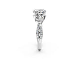 Platinum Oval Cut Diamond  Halo Twist Band Solitaire Prong Setting Ring_24