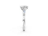 Platinum Oval Cut Diamond Ring with Baguette Side Stones, Channel Set Band, and Four-Prong Setting_23