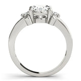 Platinum Oval Cut Diamond Ring with Scrollwork Band and Prong Setting 2