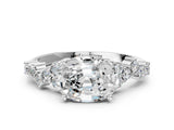 Platinum Oval Cut Diamond Scattered Round Accent Ring with Prong Setting_20