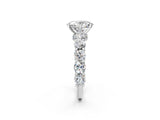 Platinum Oval Cut Diamond Side Stone Engagement Ring with Four-Prong Setting_14