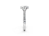 Platinum Oval Cut Diamond Solitaire Pavé Engagement Ring with Round Band and Prong Setting_4