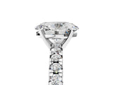 Platinum Oval Cut Diamond Solitaire Pavé Engagement Ring with Round Band and Prong Setting_7
