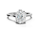Platinum Oval Cut Diamond Solitaire Ring with Flower Prong Setting and Classic Band_22