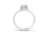 Platinum Oval Cut Diamond Solitaire Ring with Flower Prong Setting and Classic Band_25