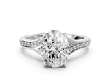 Platinum 1.50 Carat D VVS1 Oval Diamond Solitaire Ring with Pavé Band and Prong Setting