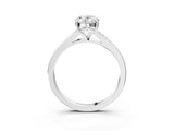 Platinum Oval Cut Diamond Solitaire Ring with Pavé Band and Prong Setting_31