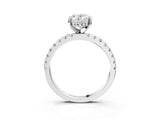 Platinum Oval Cut Diamond Solitaire Ring with Round with Moissanite side stone Pavé Band and Four-Prong Setting_15