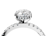 Platinum Oval Cut Diamond Solitaire Ring with Round with Moissanite side stone Pavé Band and Four-Prong Setting_16