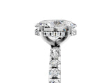 Platinum Oval Cut Diamond Solitaire Ring with Round with Moissanite side stone Pavé Band and Four-Prong Setting_17