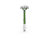 Platinum Oval Cut Diamond Solitaire Ring with Round with Peridot side stone Pavé Band and Four-Prong Setting_14
