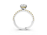 Platinum Oval Cut Diamond Solitaire Ring with Round with Yellow Sapphire side stone Pavé Band and Four-Prong Setting_15