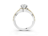 Platinum Oval Cut Diamond with Yellow Sapphire side stone Halo Twist Band Solitaire Prong Setting Ring_3