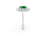 Platinum Oval Cut Emerald Floral Double Halo Engagement Ring with Prong Setting_152