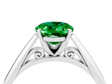 Platinum Oval Cut Emerald Solitaire Engagement Ring with Cathedral Setting and Four-Prong Mount_4