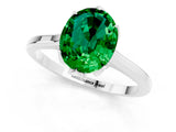 Platinum Oval Cut Emerald Solitaire Ring with Flower Prong Setting and Classic Band_13