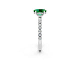 Platinum Oval Cut Emerald Solitaire Ring with Round  Pavé Band and Four-Prong Setting_38