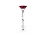 Platinum Oval Cut Garnet Engagement Ring with Side Stone Accents and Four-Prong Setting_26