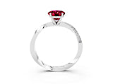 Platinum Oval Cut Garnet Engagement Ring with Side Stone Accents and Four-Prong Setting_27