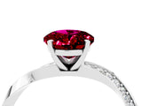 Platinum Oval Cut Garnet Engagement Ring with Side Stone Accents and Four-Prong Setting_28