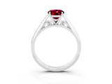 Platinum Oval Cut Garnet Solitaire Engagement Ring with Cathedral Setting and Four-Prong Mount_3