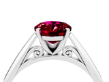 Platinum Oval Cut Garnet Solitaire Engagement Ring with Cathedral Setting and Four-Prong Mount_4