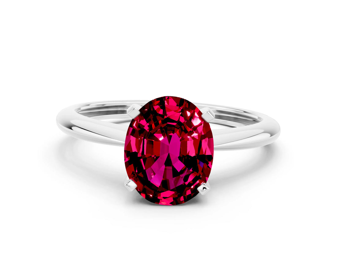 Platinum Oval Cut Garnet Solitaire Engagement Ring with Classic Band and Four-Prong Setting_20
