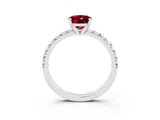 Platinum Oval Cut Garnet Solitaire Pavé Engagement Ring with Round Band and Prong Setting_93