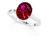 Platinum Oval Cut Garnet Solitaire Ring with Flower Prong Setting and Classic Band_13