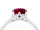 Platinum Oval Cut Garnet Solitaire Ring with Flower Prong Setting and Classic Band_16