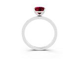 Platinum Oval Cut Garnet Solitaire Ring with Thin Band and Prong Setting_45