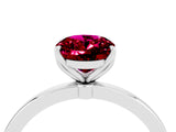 Platinum Oval Cut Garnet Solitaire Ring with Thin Band and Prong Setting_46