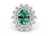 Platinum Oval Cut Green Sapphire Floral Double Halo Engagement Ring with Prong Setting_150