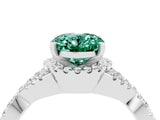 Platinum Oval Cut Green Sapphire  Halo Twist Band Solitaire Prong Setting Ring_16