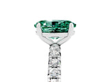 Platinum Oval Cut Green Sapphire Pavé Solitaire Ring with Round Band and Prong Setting_47