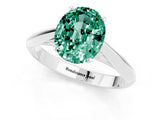 Platinum Oval Cut Green Sapphire Solitaire Engagement Ring with Cathedral Setting and Four-Prong Mount_1