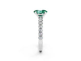 Platinum Oval Cut Green Sapphire Solitaire Pavé Engagement Ring with Round Band and Prong Setting_98