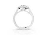 Platinum Oval Cut Halo Bezel Diamond Pave Band Ring_16